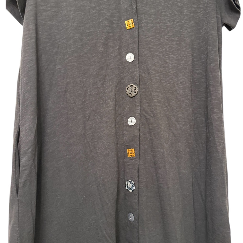 Soft Surroundings Danielle Black Button-Front Shirt Dress - Picture 4 of 5